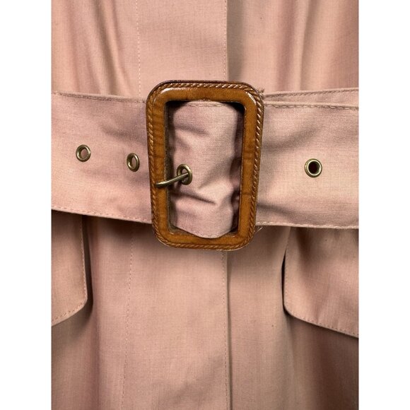 VTG PIOGGIA Count Romi 70s Italian Pink Peach Belt Trench Coat Women 10 - Picture 8 of 14